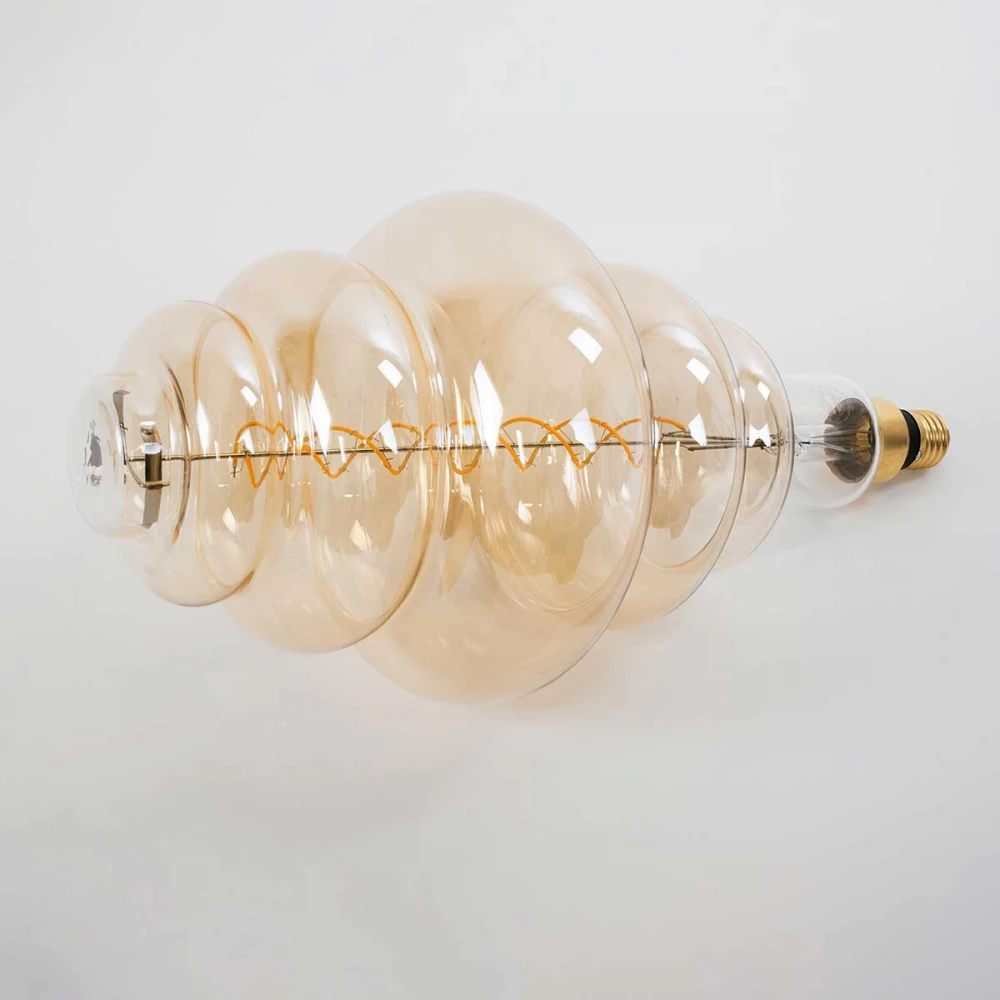 Λάμπα LED Soft S Spiral Filament E27 BH200 GRAPES Γλόμπος 8W 560lm 360° AC 220-240V IP20 Φ20 x Υ41cm Ultra Θερμό Λευκό 2200K με Μελί Γυαλί - Dimmable