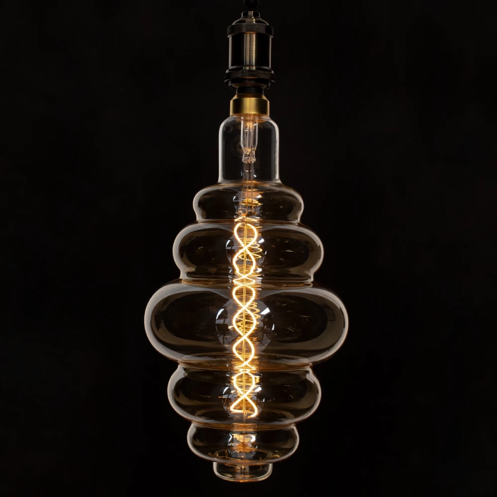 Λάμπα E27 BH200 Grapes LED SOFT SPIRAL FILAMENT 12W 1060 lm 320° AC 85-265V Edison Retro με Μελί Γυαλί Ultra Θερμό Λευκό 2200 K Dimmable
