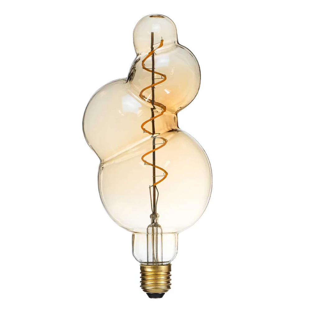 Λάμπα LED Soft S Spiral Filament E27 BB100 BUBBLES Γλόμπος 6W 420lm 360° AC 220-240V IP20 Φ10 x Υ24cm Ultra Θερμό Λευκό 2200K με Μελί Γυαλί - Dimmable - 3 Years Warranty