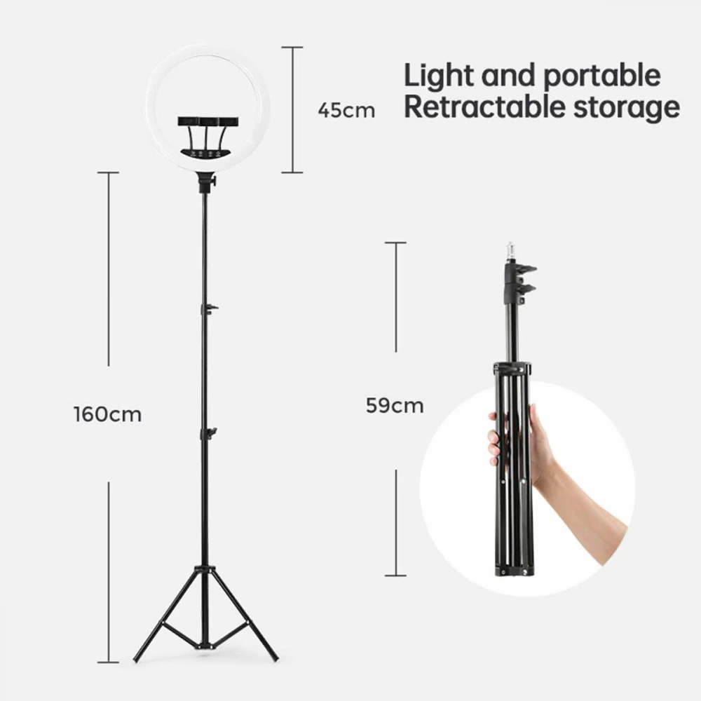 JOYROOM Φωτιστικό Δαχτυλίδι με Ρυθμιζόμενο Τρίποδα JR-ZS228, 18”, Μαύρο Με Ασύρματο Χειριστήριο RF 2.4Ghz Εναλλαγής 3 Χρωμάτων