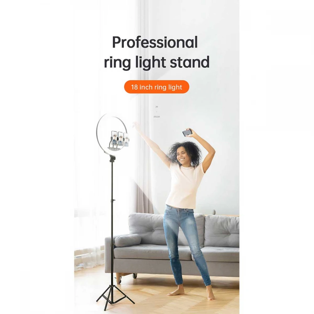 JOYROOM Φωτιστικό Δαχτυλίδι με Ρυθμιζόμενο Τρίποδα JR-ZS228, 18”, Μαύρο Με Ασύρματο Χειριστήριο RF 2.4Ghz Εναλλαγής 3 Χρωμάτων