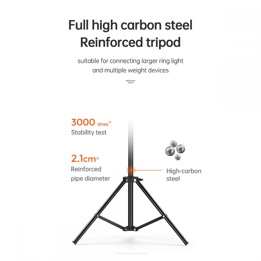 JOYROOM Φωτιστικό Δαχτυλίδι με Ρυθμιζόμενο Τρίποδα JR-ZS228, 18”, Μαύρο Με Ασύρματο Χειριστήριο RF 2.4Ghz Εναλλαγής 3 Χρωμάτων