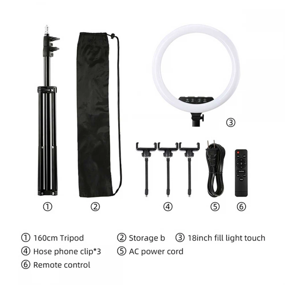 JOYROOM Φωτιστικό Δαχτυλίδι με Ρυθμιζόμενο Τρίποδα JR-ZS228, 18”, Μαύρο Με Ασύρματο Χειριστήριο RF 2.4Ghz Εναλλαγής 3 Χρωμάτων