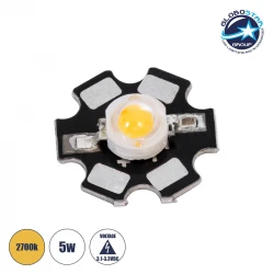 High Power Star LED - Υψηλής Ισχύος Star LED 5W DC 3.2V Θερμό Λευκό 2700K Φ2 x Υ0.6cm - GloboStar