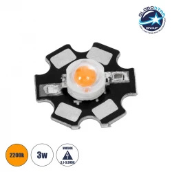High Power Star LED - Υψηλής Ισχύος Star LED 3W DC 3.2V Ultra Θερμό Λευκό 2200K Φ2 x Υ0.6cm - GloboStar