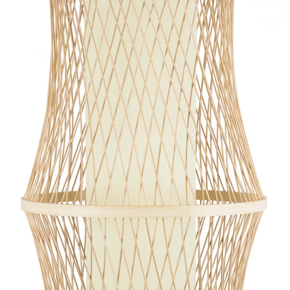 Μοντέρνο Κρεμαστό Φωτιστικό Οροφής Μονόφωτο 1 x E27 Μπεζ Μπαμπού Πλέγμα D35 x H150cm