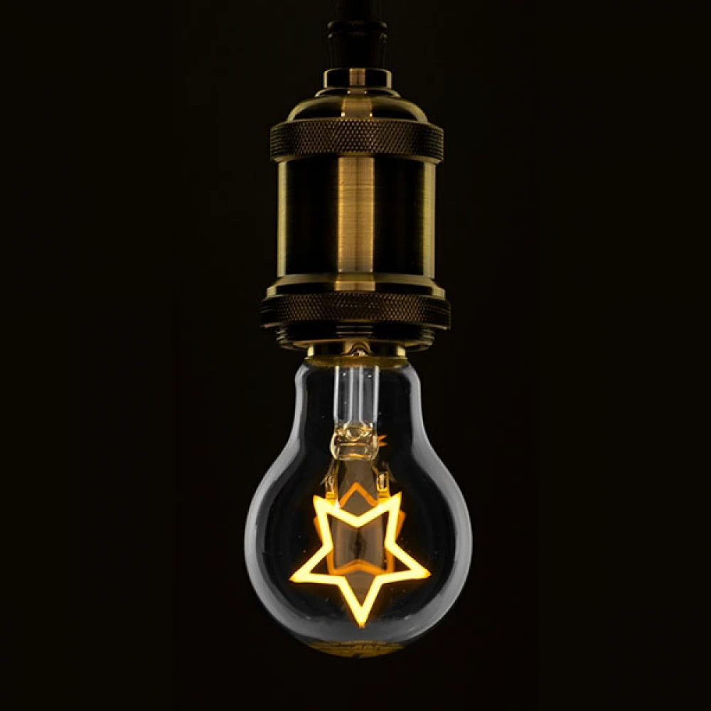 Λάμπα E27 A60 Deco Soft Letter Star LED FILAMENT 3W 240 lm 320° AC 85-265V Edison Retro με Διάφανο Γυαλί Ultra Θερμό Λευκό 2200 K Dimmable