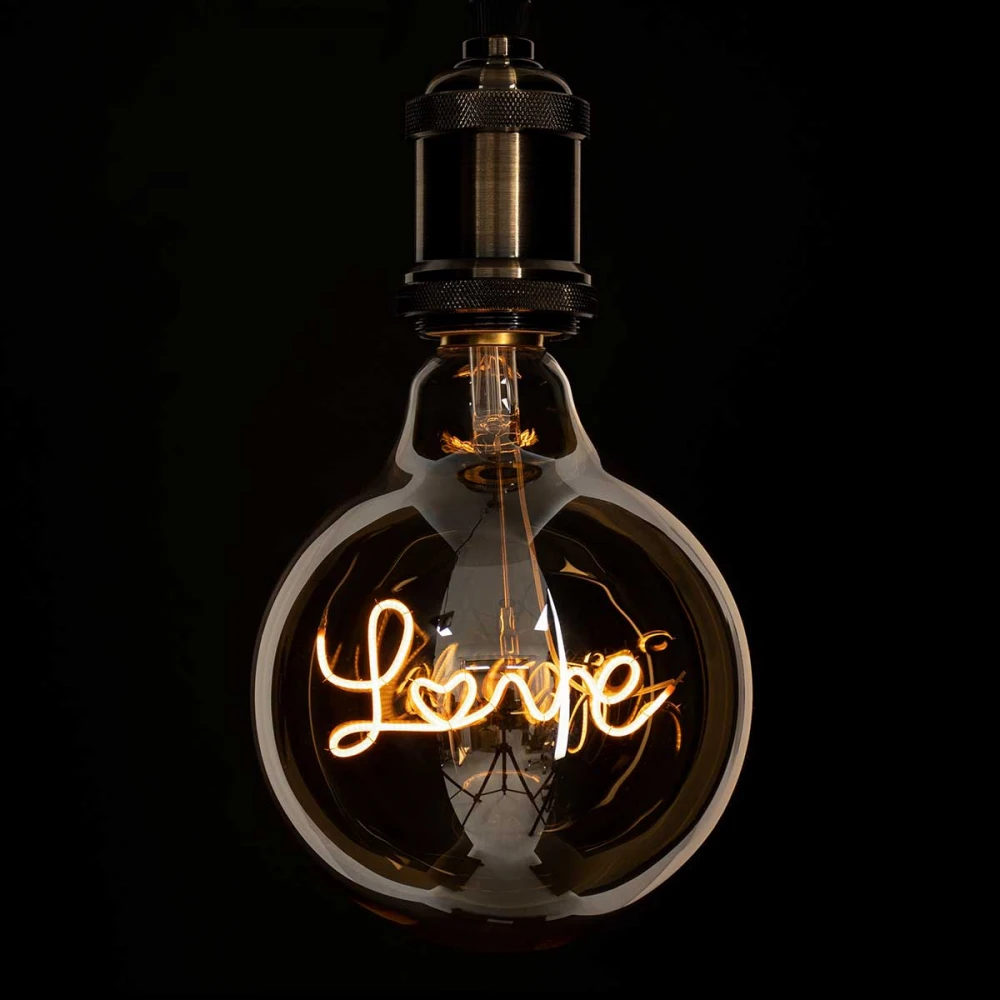 Λάμπα LED Ultra Thin Soft S Spiral Letter Filament E27 G125 LOVE Γλόμπος 2.4W 204lm 360° AC 220-240V IP20 Ultra Θερμό Λευκό 2200K με Μελί Γυαλί - Dimmable