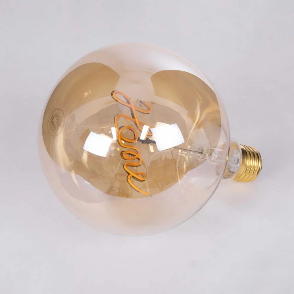 Λάμπα LED Ultra Thin Soft S Spiral Letter Filament E27 G125 HOME Γλόμπος 2.4W 204lm 360° AC 220-240V IP20 Ultra Θερμό Λευκό 2200K με Μελί Γυαλί - Dimmable