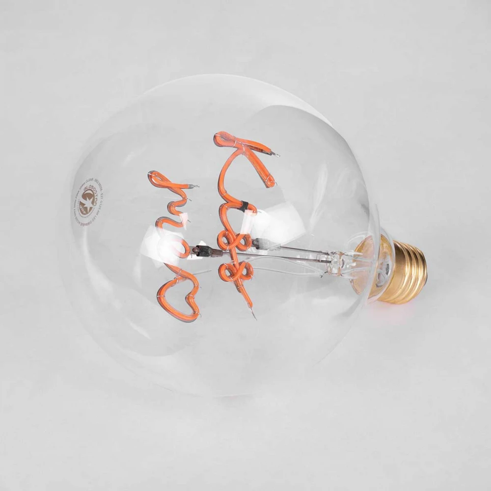 Λάμπα LED Ultra Thin Soft S Spiral Letter Filament E27 G125 KISS ME Γλόμπος 4W 340lm 360° AC 220-240V IP20 Ροζ με Διάφανο Γυαλί - Dimmable