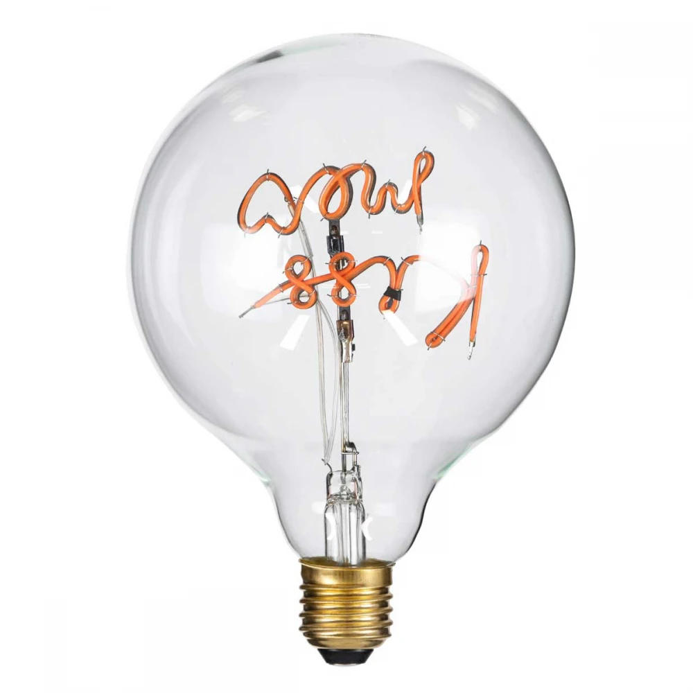 Λάμπα LED Ultra Thin Soft S Spiral Letter Filament E27 G125 KISS ME Γλόμπος 4W 340lm 360° AC 220-240V IP20 Ροζ με Διάφανο Γυαλί - Dimmable