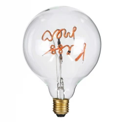 Λάμπα LED Ultra Thin Soft S Spiral Letter Filament E27 G125 KISS ME Γλόμπος 4W 340lm 360° AC 220-240V IP20 Ροζ με Διάφανο Γυαλί - Dimmable