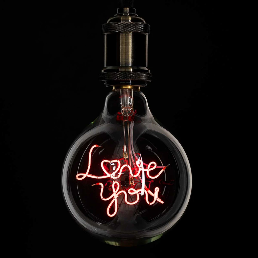 Λάμπα LED Ultra Thin Soft S Spiral Letter Filament E27 G125 LOVE YOU Γλόμπος 4W 340lm 360° AC 220-240V IP20 Κόκκινο με Διάφανο Γυαλί - Dimmable