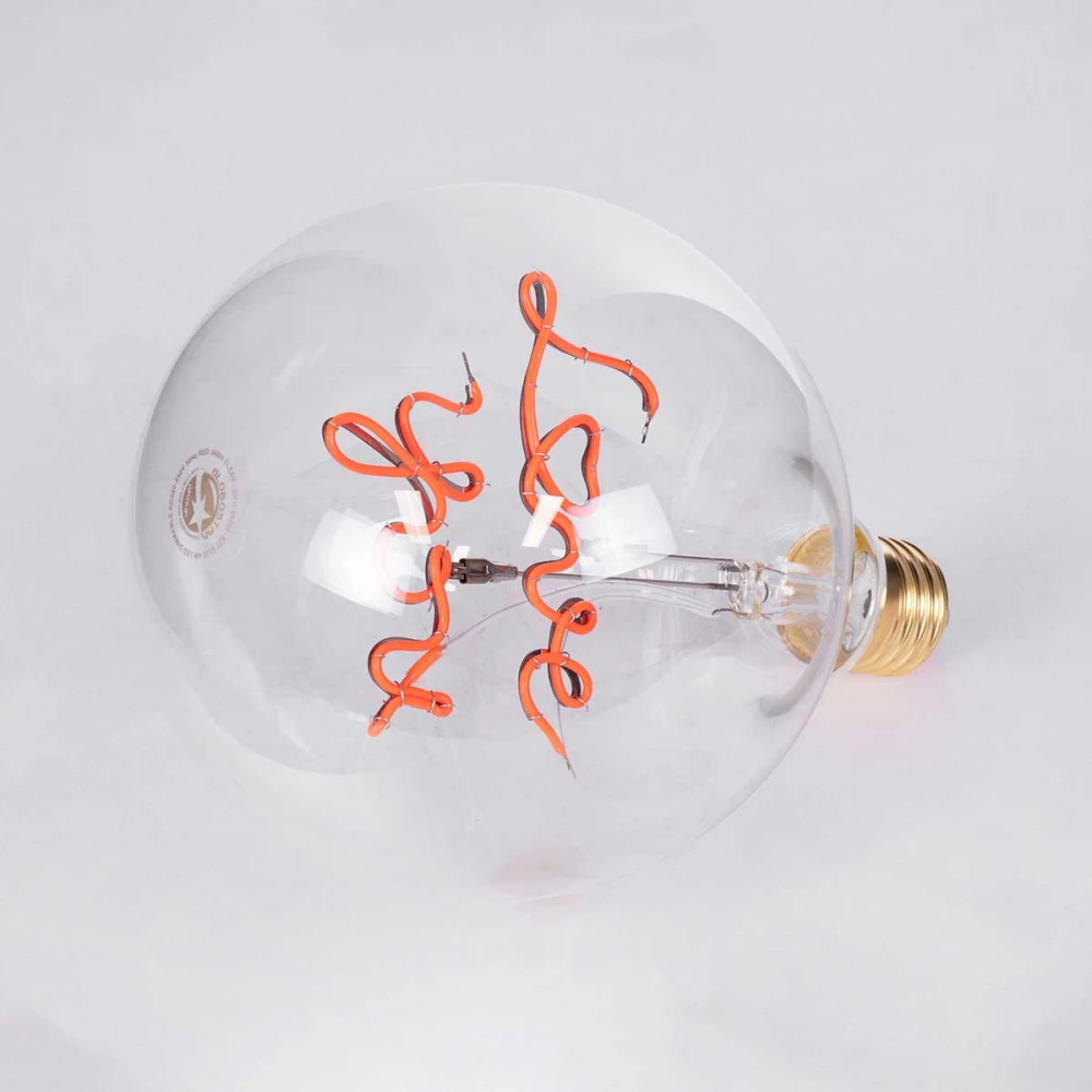 Λάμπα LED Ultra Thin Soft S Spiral Letter Filament E27 G125 LOVE YOU Γλόμπος 4W 340lm 360° AC 220-240V IP20 Κόκκινο με Διάφανο Γυαλί - Dimmable