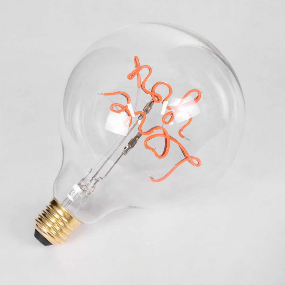 Λάμπα LED Ultra Thin Soft S Spiral Letter Filament E27 G125 LOVE YOU Γλόμπος 4W 340lm 360° AC 220-240V IP20 Κόκκινο με Διάφανο Γυαλί - Dimmable