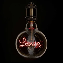 Λάμπα LED Ultra Thin Soft S Spiral Letter Filament E27 G125 LOVE Γλόμπος 2.4W 204lm 360° AC 220-240V IP20 Κόκκινο με Μελί Γυαλί - Dimmable