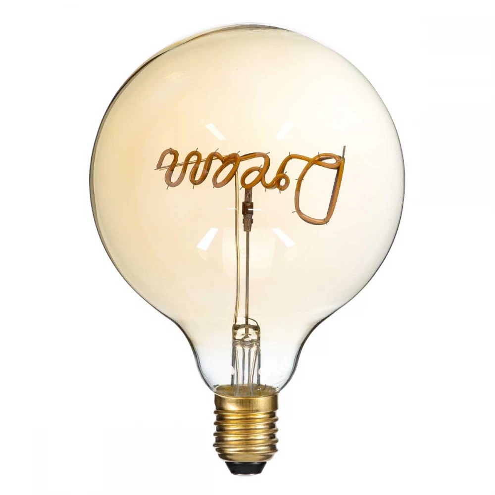 Λάμπα LED Ultra Thin Soft S Spiral Letter Filament E27 G125 DREAM Γλόμπος 2.4W 204lm 360° AC 220-240V IP20 Ultra Θερμό Λευκό 2200K με Μελί Γυαλί - Dimmable