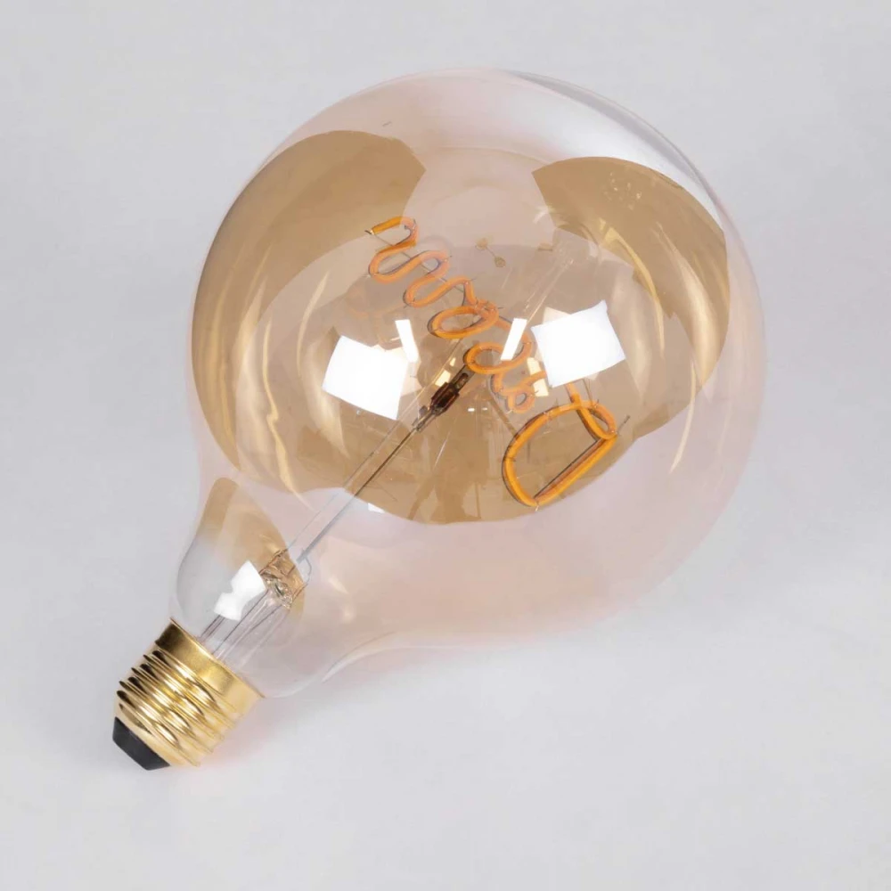 Λάμπα LED Ultra Thin Soft S Spiral Letter Filament E27 G125 DREAM Γλόμπος 2.4W 204lm 360° AC 220-240V IP20 Ultra Θερμό Λευκό 2200K με Μελί Γυαλί - Dimmable