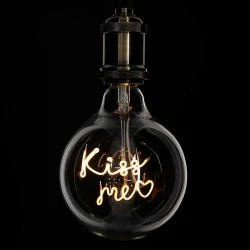 Λάμπα LED Ultra Thin Soft S Spiral Letter Filament E27 G125 KISS ME Γλόμπος 4W 340lm 360° AC 220-240V IP20 Ultra Θερμό Λευκό 2200K με Διάφανο Γυαλί - Dimmable