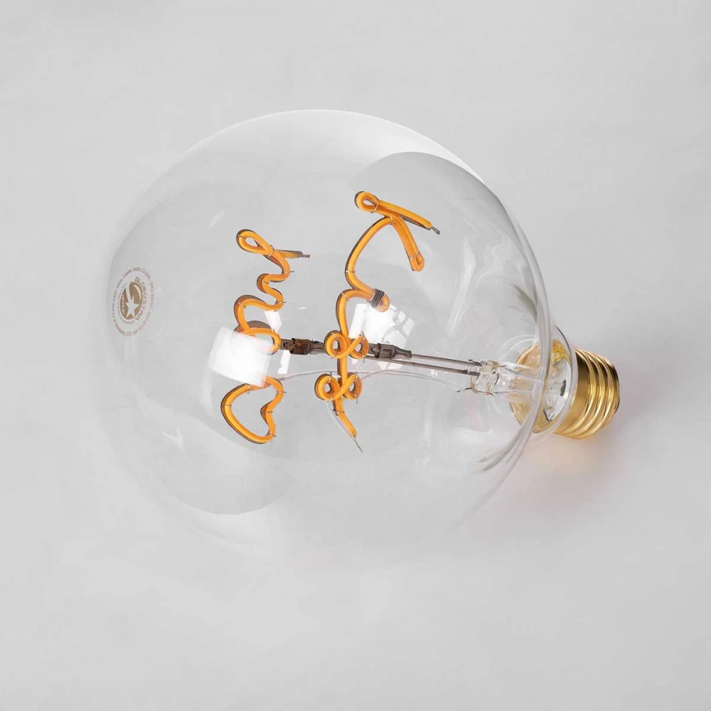 Λάμπα LED Ultra Thin Soft S Spiral Letter Filament E27 G125 KISS ME Γλόμπος 4W 340lm 360° AC 220-240V IP20 Ultra Θερμό Λευκό 2200K με Διάφανο Γυαλί - Dimmable