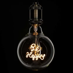 Λάμπα LED Ultra Thin Soft S Spiral Letter Filament E27 G125 BE HAPPY Γλόμπος 4W 340lm 360° AC 220-240V IP20 Ultra Θερμό Λευκό 2200K με Διάφανο Γυαλί - Dimmable