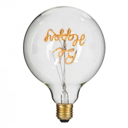 Λάμπα LED Ultra Thin Soft S Spiral Letter Filament E27 G125 BE HAPPY Γλόμπος 4W 340lm 360° AC 220-240V IP20 Ultra Θερμό Λευκό 2200K με Διάφανο Γυαλί - Dimmable