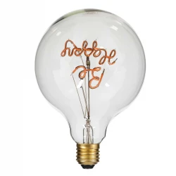 Λάμπα LED Ultra Thin Soft S Spiral Letter Filament E27 G125 BE HAPPY Γλόμπος 4W 340lm 360° AC 220-240V IP20 Ροζ με Διάφανο Γυαλί - Dimmable