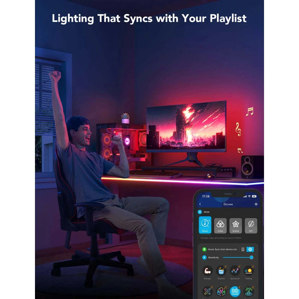 Govee RGBIC LED Neon Rope Light Για Γραφείο - Wi-Fi + Bluetooth 36W 24V 3m ( H61C3 )