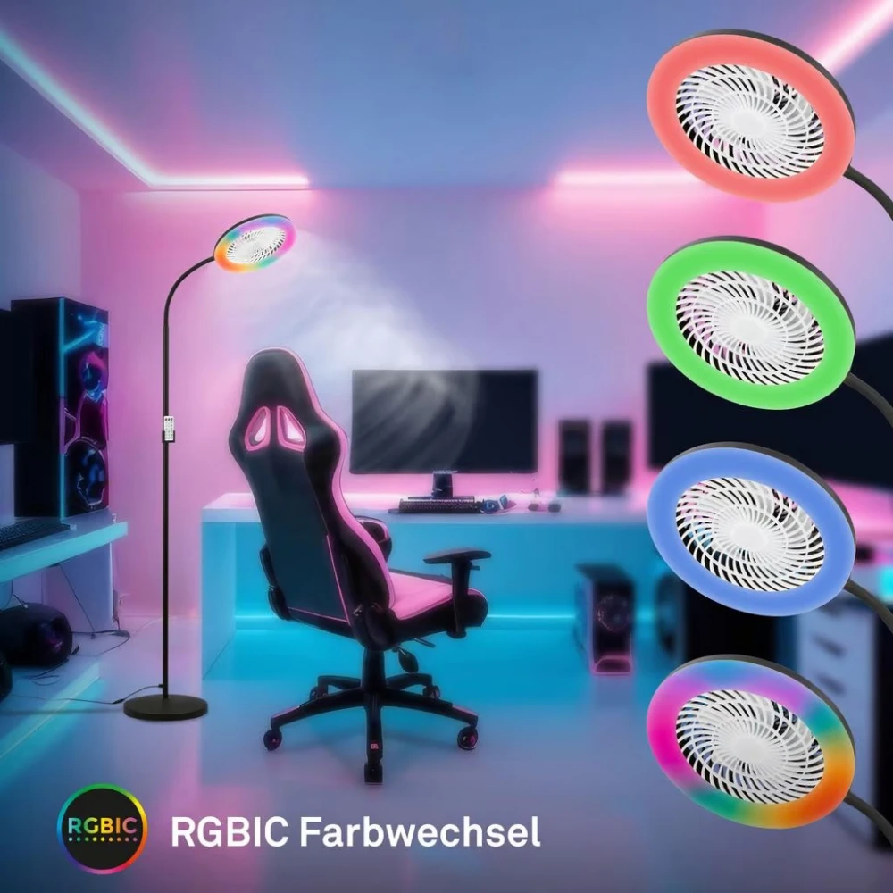 Φωτιστικό δαπέδου led 13,8W + 4W ανεμιστήρας 3CCT 1380lm RGB dimmable με control Μαύρο