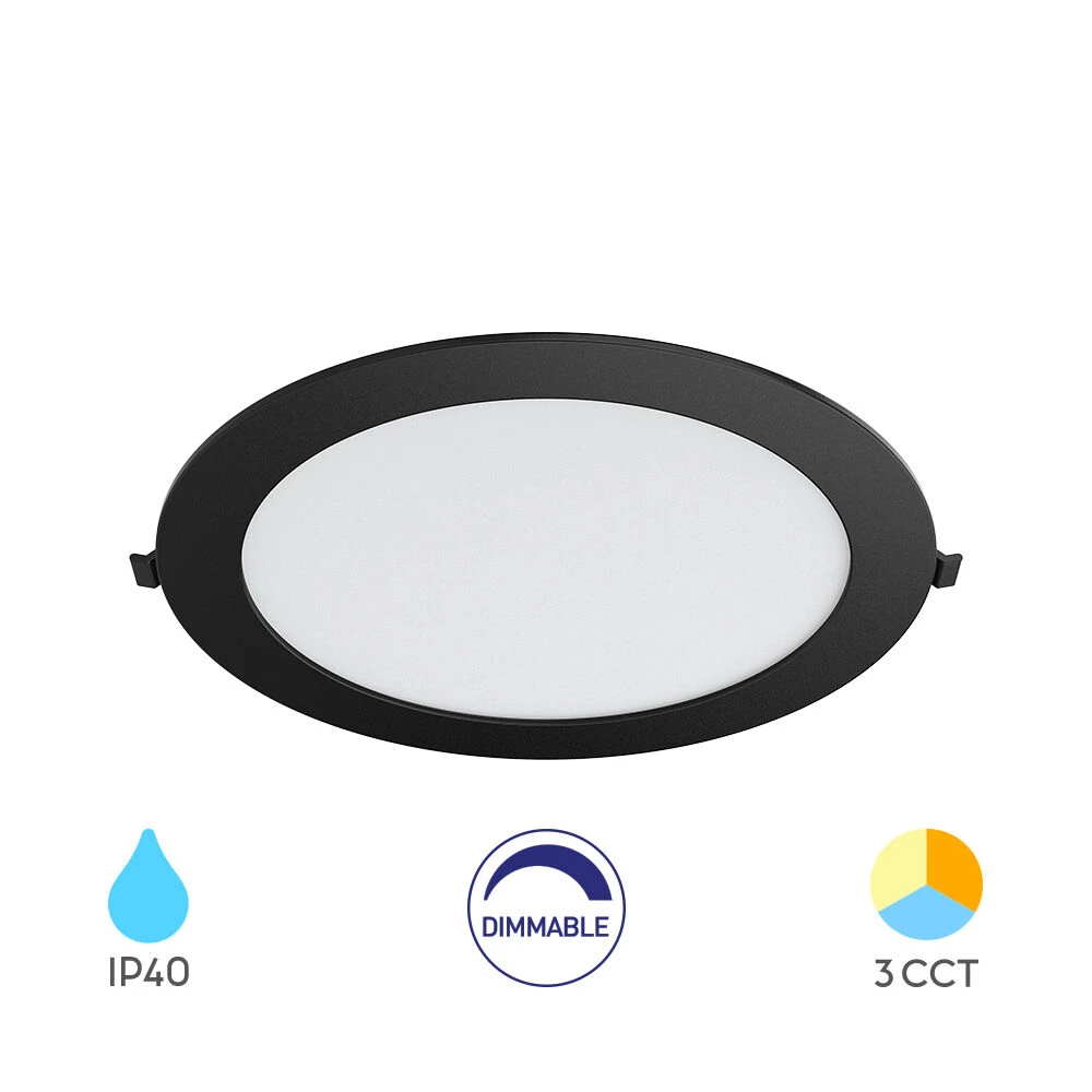 Χωνευτό Πάνελ 18w 3CCT Dimmable Μαύρο - Braytron