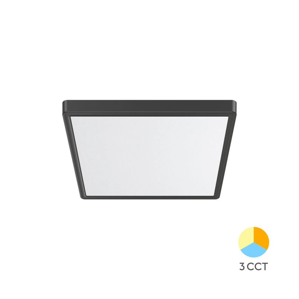 Πλαφονιέρα "Jade" slim 20W CCT Μαύρο 23x23 - Braytron