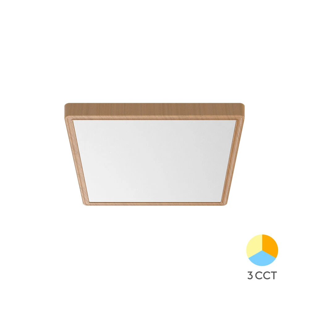 Πλαφονιέρα "Jade" slim 20W CCT Ξύλο 23x23 - Braytron