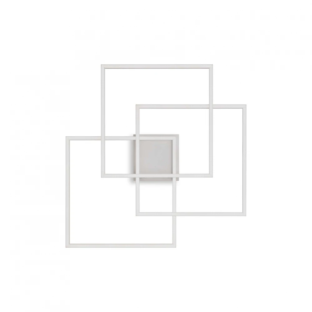 LED Φωτιστικό Οροφής - Τοίχου Τετράγωνα Σε Λευκό Χρώμα 35W Frame pl quadrato - IDEAL LUX