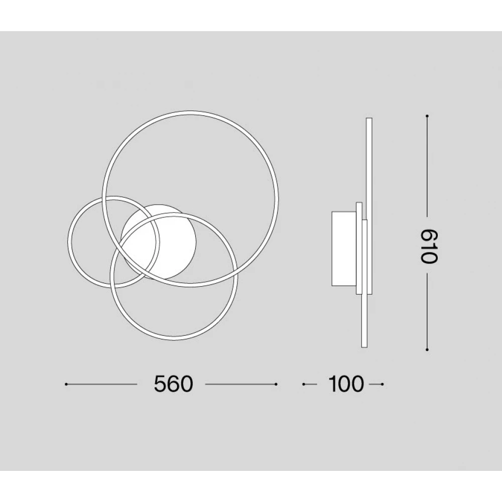 LED Φωτιστικό Οροφής - Τοίχου Κύκλοι Σε Μαύρο Χρώμα 40W Frame pl cerchio - IDEAL LUX