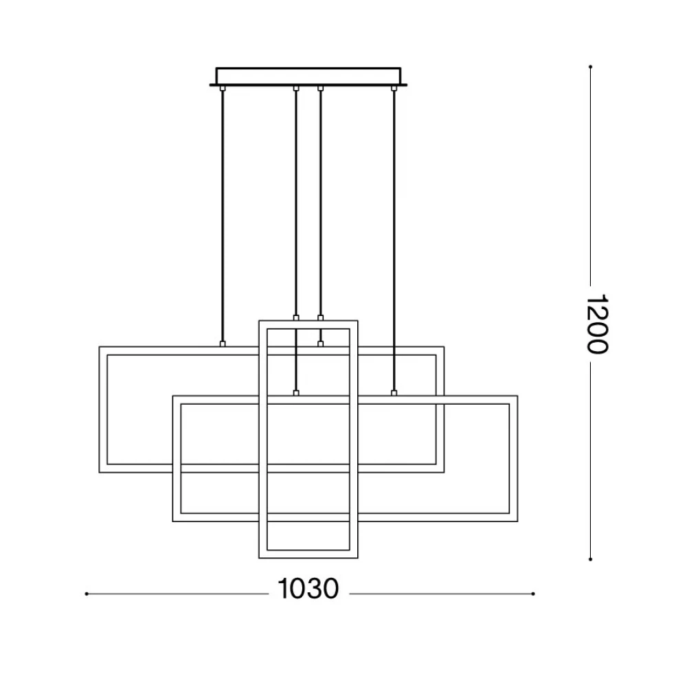 LED Κρεμαστό Φωτιστικό Ορθογώνια Σε Λευκό ή Μαύρο Χρώμα 93W Frame sp rettangolo - IDEAL LUX