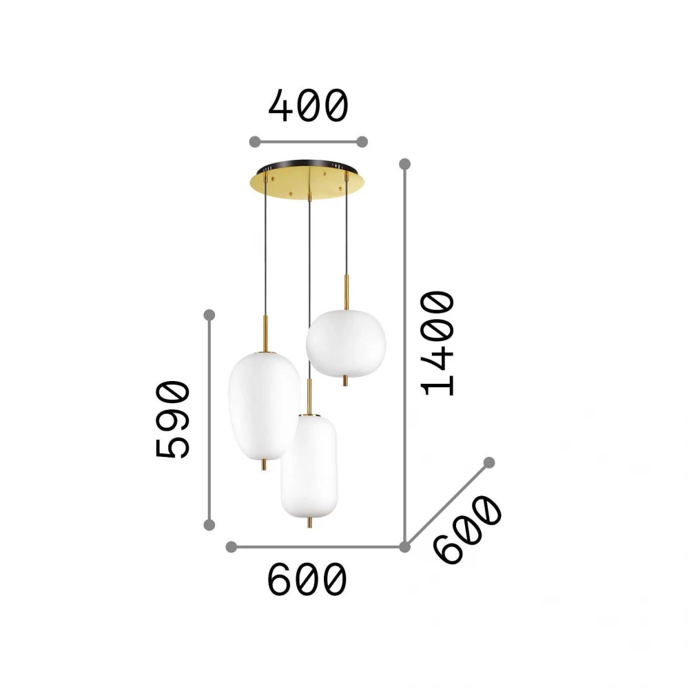 LED Φωτιστικό Οροφής Με Χρυσό Φινίρισμα Και Λευκό Φυσητό Γυαλί 60,2W Umile sp3 - IDEAL LUX