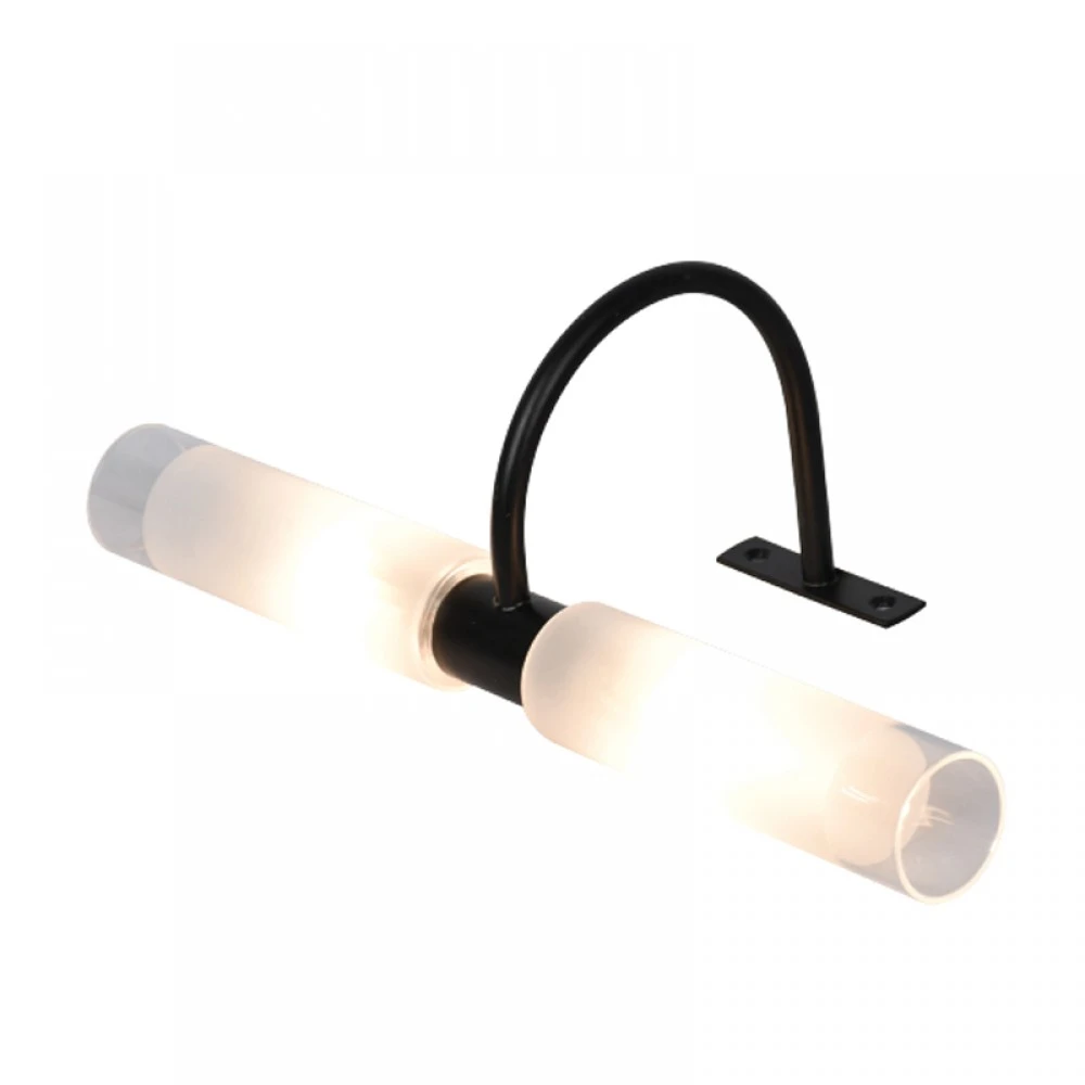Επιτοίχιο Φωτιστικό Από Μαύρο Μέταλλο Και Αμμοβολή Γυαλί 2x G9 - Inlight