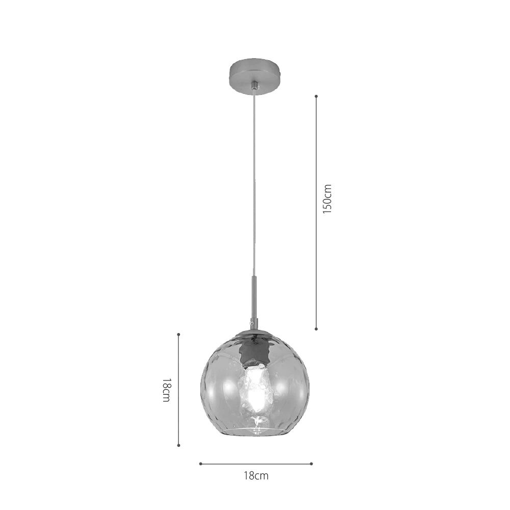 Κρεμαστό φωτιστικό από φιμέ γυαλί 1XE27 D:18cm - InLight