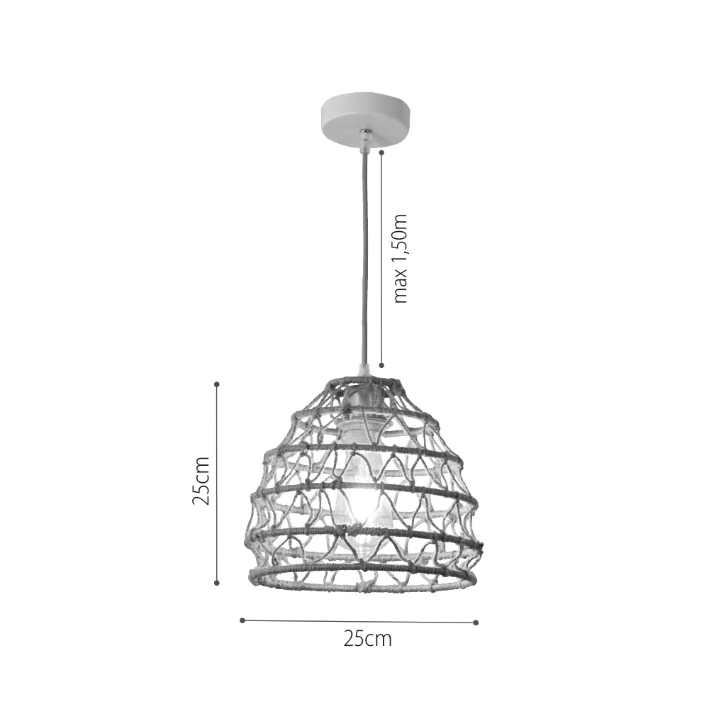 Κρεμαστό Φωτιστικό από σχοινί 1xE27 D:25cm - InLight