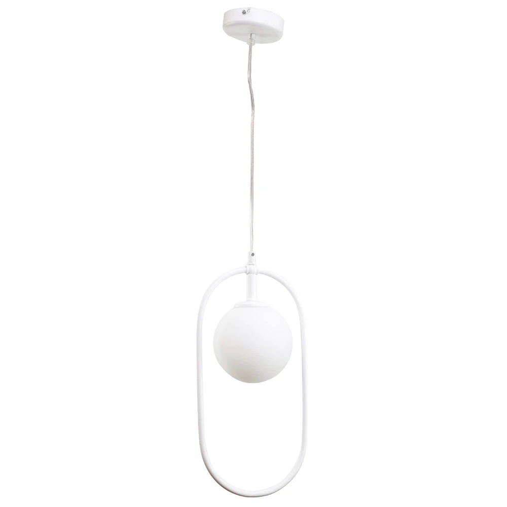 Κρεμαστό φωτιστικό σε λευκή απόχρωση και λευκή οπαλίνα 1XG9 D:40cm - InLight