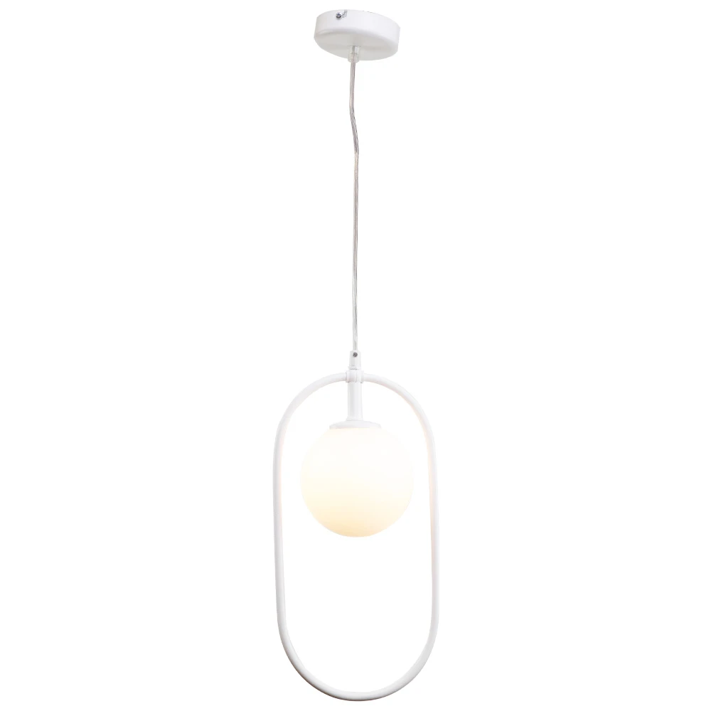 Κρεμαστό φωτιστικό σε λευκή απόχρωση και λευκή οπαλίνα 1XG9 D:40cm - InLight