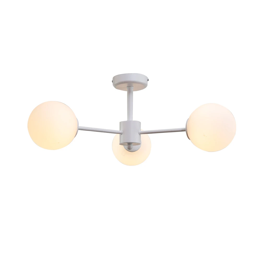 Κρεμαστό φωτιστικό από λευκό μέταλλο και λευκή οπαλίνα 3XG9 D:50cm - InLight