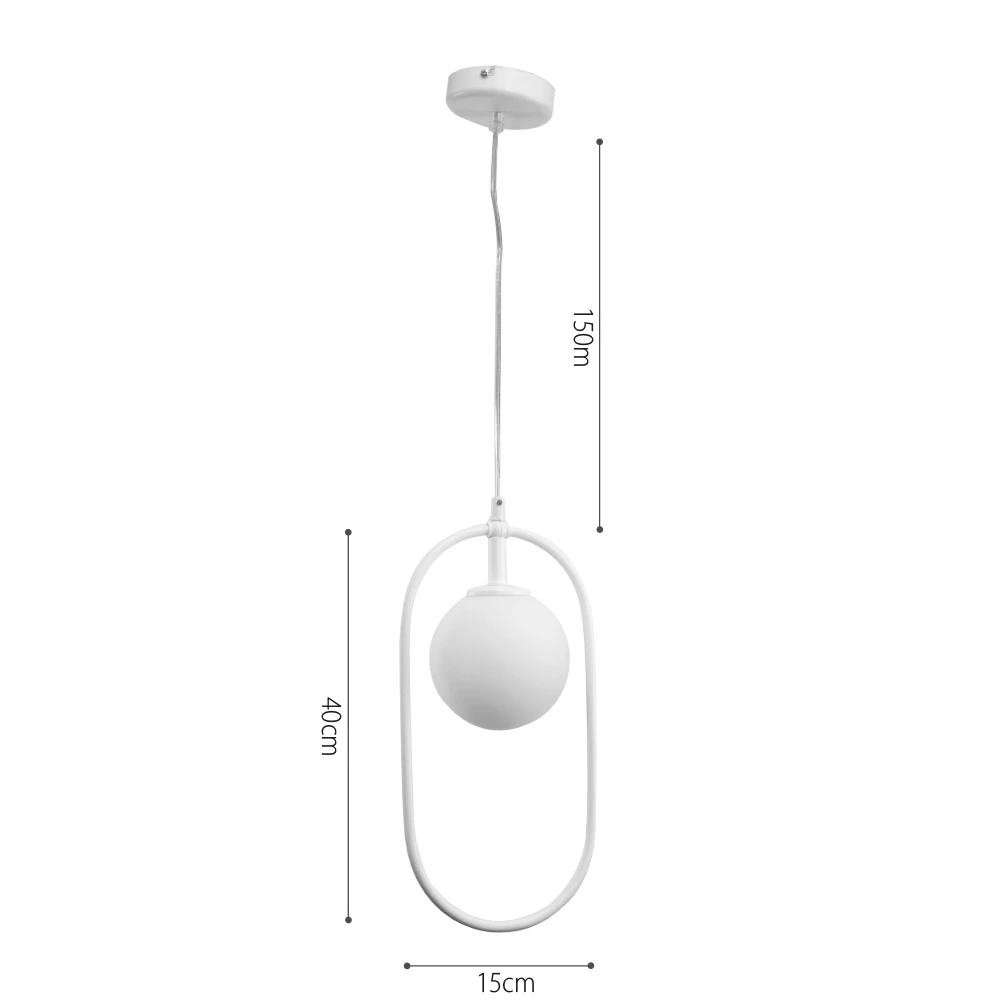 Κρεμαστό φωτιστικό σε λευκή απόχρωση και λευκή οπαλίνα 1XG9 D:40cm - InLight