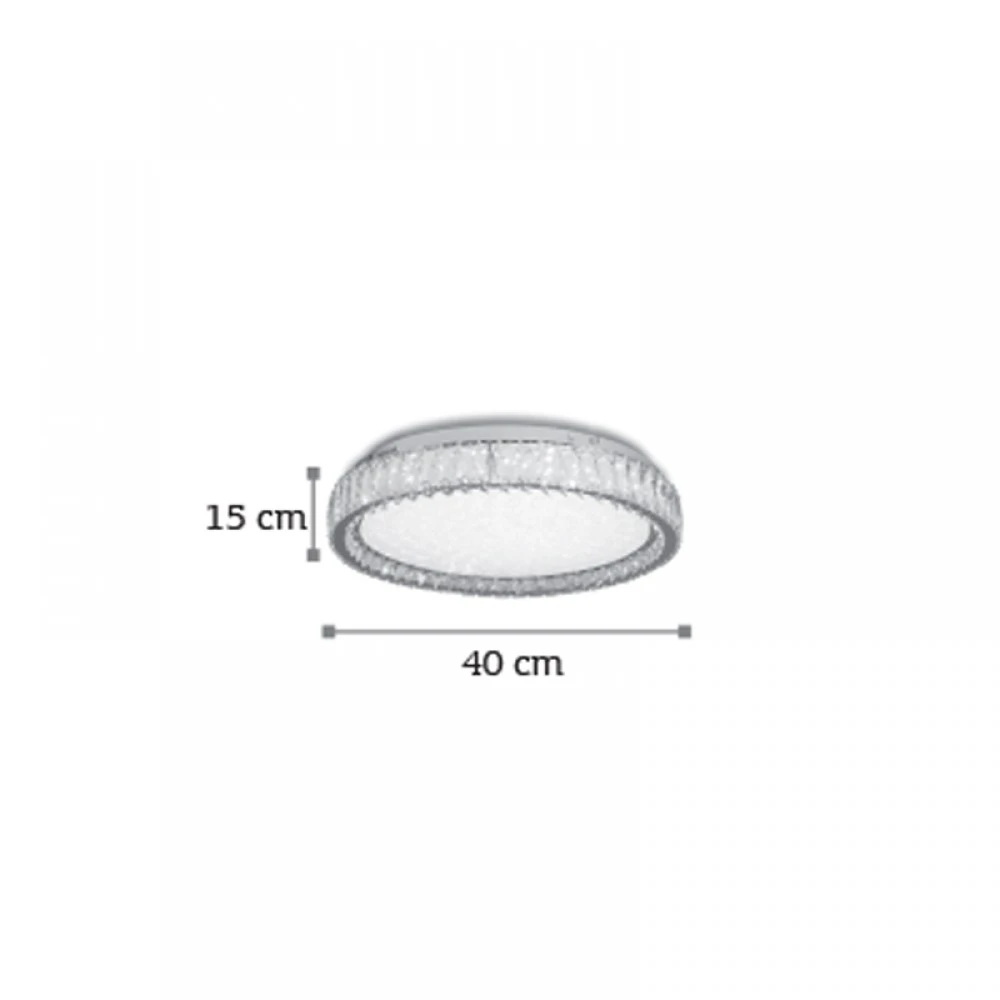 LED Πλαφονιέρα Οροφής Από Χρώμιο Μέταλλο Και Κρύσταλλα 30W 4000K - InLight
