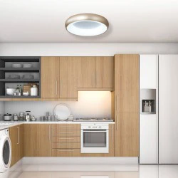 Πλαφονιέρα οροφής LED 54W 3CCT από χρυσαφί και λευκό ακρυλικό D:40cm - InLight