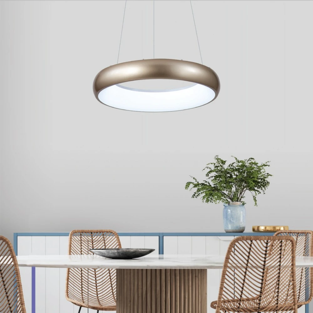 Κρεμαστό φωτιστικό LED 110W 3CCT από χρυσαφί και λευκό ακρυλικό D:60cm - InLight