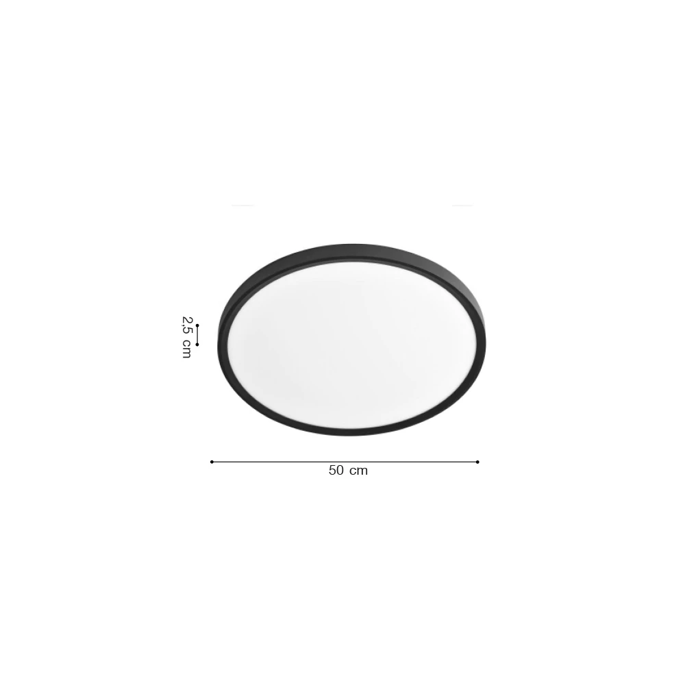 Inlight Πλαφονιέρα οροφής LED 40W 3CCT (by switch on base) σε μαύρη απόχρωση D:50x2,5cm (42036-B-Black)
