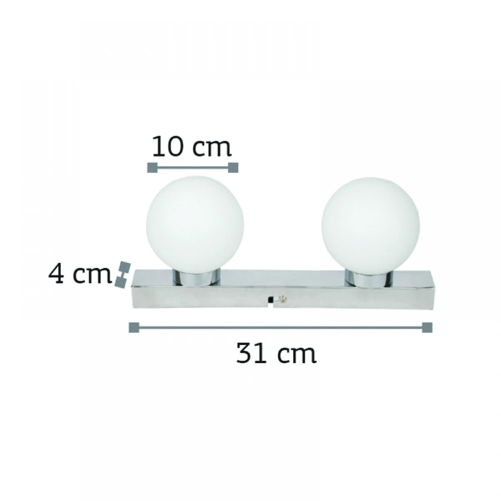 Επιτοίχιο Φωτιστικό Από Χρώμιο Μέταλλο και Λευκή Οπαλίνα 2x G9 - Inlight