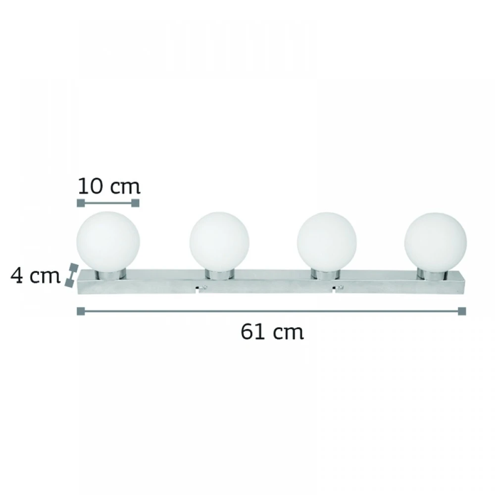 Επιτοίχιο Φωτιστικό Από Χρώμιο Μέταλλο και Λευκή Οπαλίνα 4x G9 - Inlight