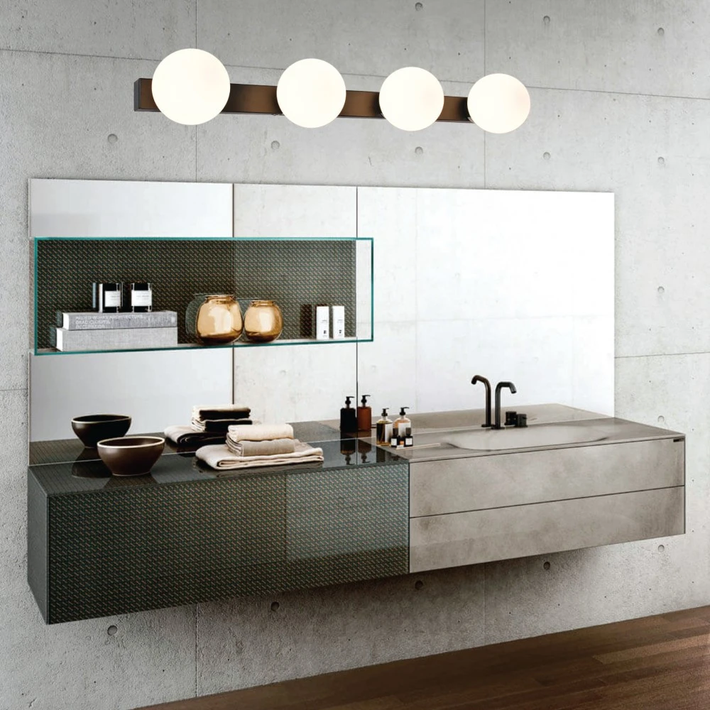 Επιτοίχιο Φωτιστικό Από Χρώμιο Μέταλλο και Λευκή Οπαλίνα 4x G9 - Inlight